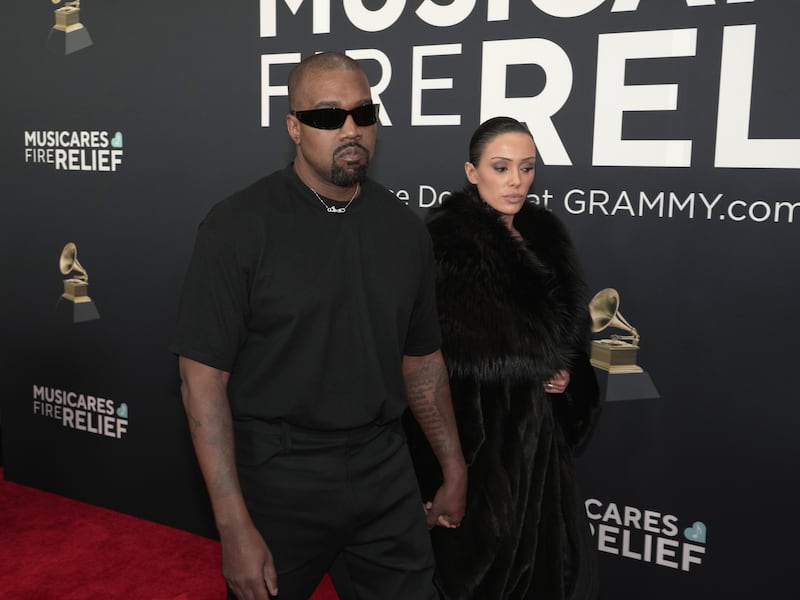 Kanye West and Bianca Censori attend the 67th GRAMMY Awards at Crypto.com Arena on February 02, 2025 in Los Angeles, California.