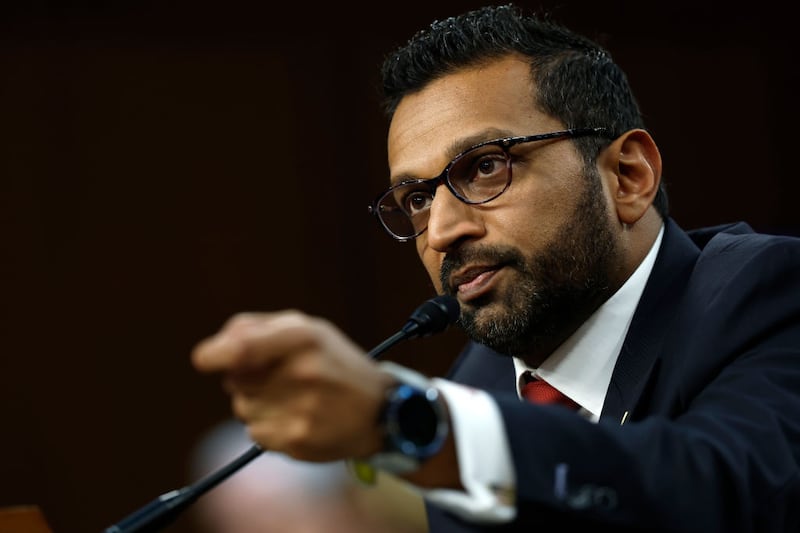 Kash Patel, U.S. President Donald Trump’s nominee to be Director of the FBI, testifies during his confirmation.