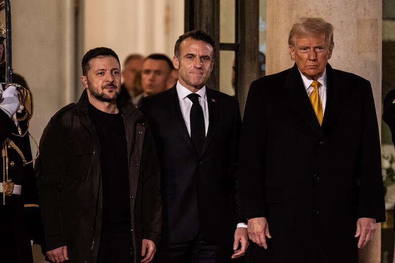 French President Emmanuel Macron met with president-elect Donald Trump and Ukrainian President Volodymyr Zelensky at the Elysee Palace.