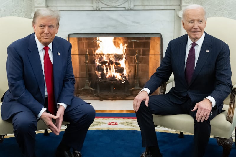 President Joe Biden meets with US President-elect Donald Trump in the Oval Office.