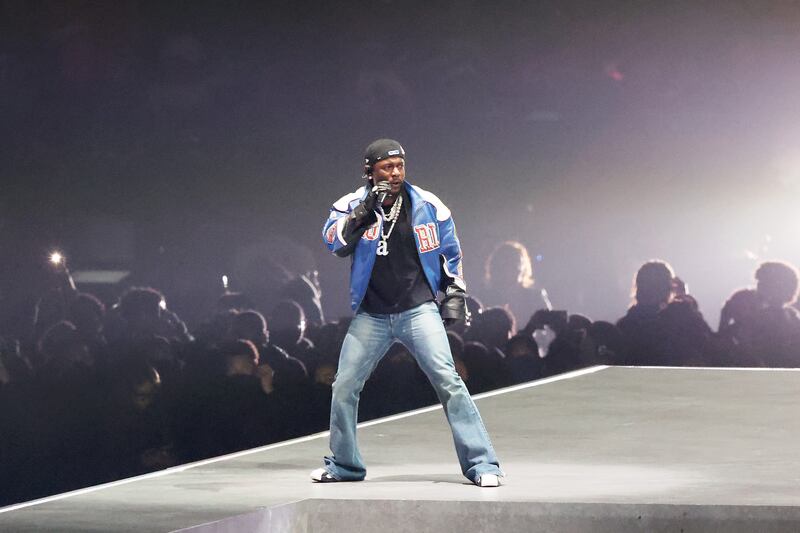 Kendrick Lamar performs onstage during Apple Music Super Bowl LIX Halftime Show
