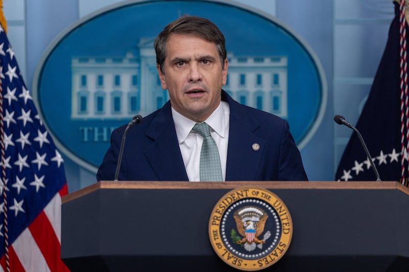 Todd Blanche, U.S. deputy attorney general, speaks during a press conference.
