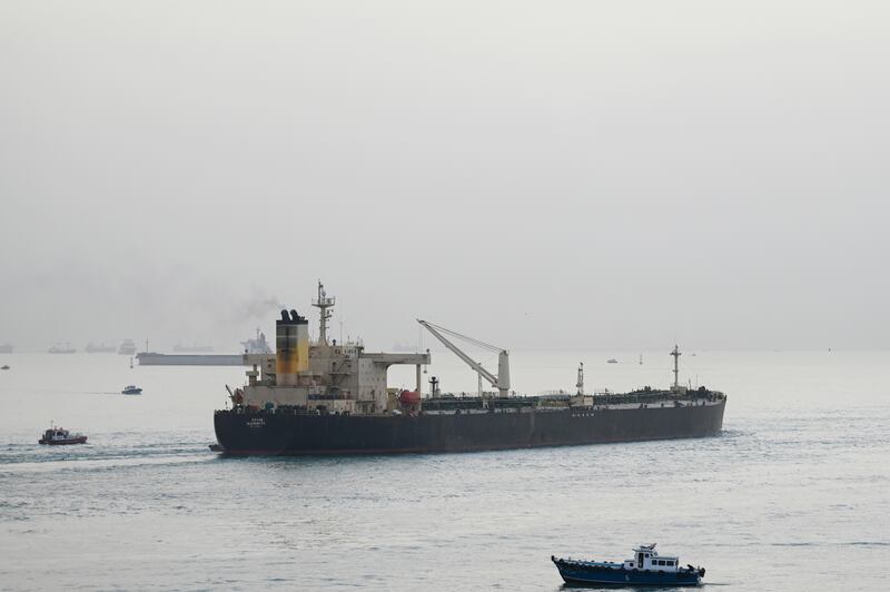 A ship transits the Suez Canal towards the Red Sea on January 10, 2024.