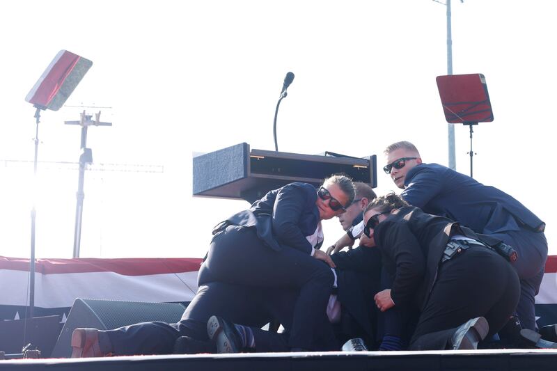 Donald Trump after being shot at a rally in Pennsylvania