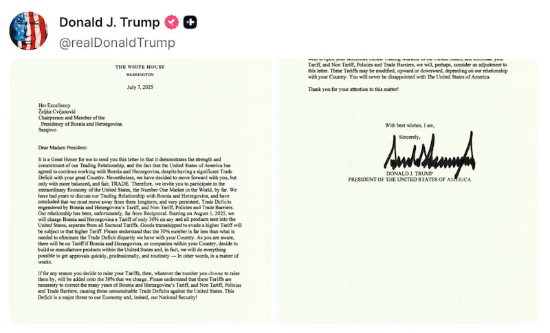 Corrected letter from President Trump.