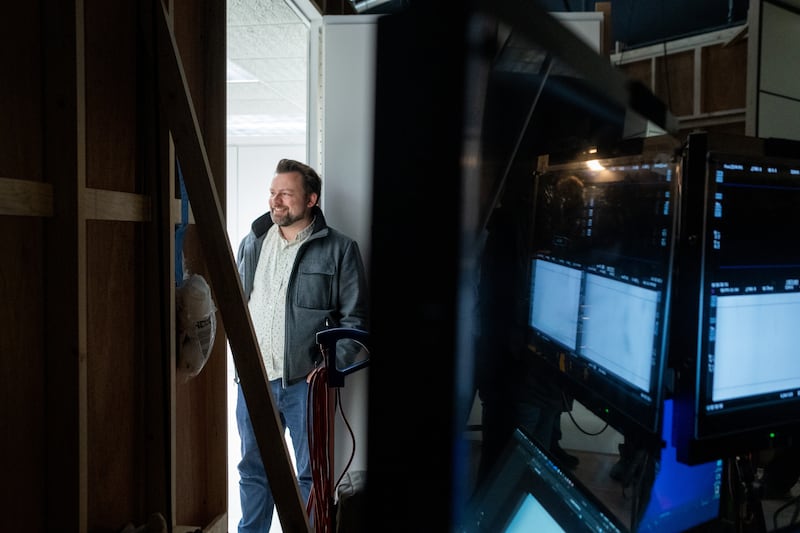Dan Erickson on set of 'Severance'
