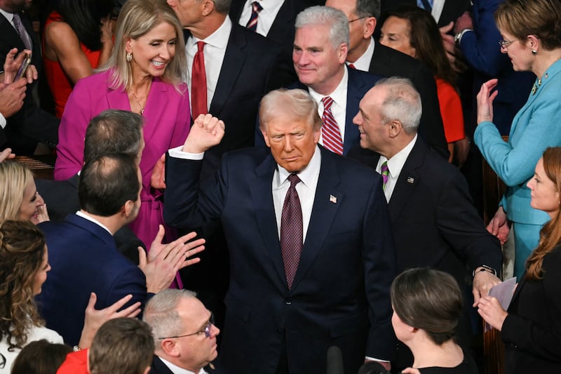 US President Donald Trump arrives for his address to a joint session of Congress in the House Chamber of the US Capitol in Washington, DC, on March 4, 2025.