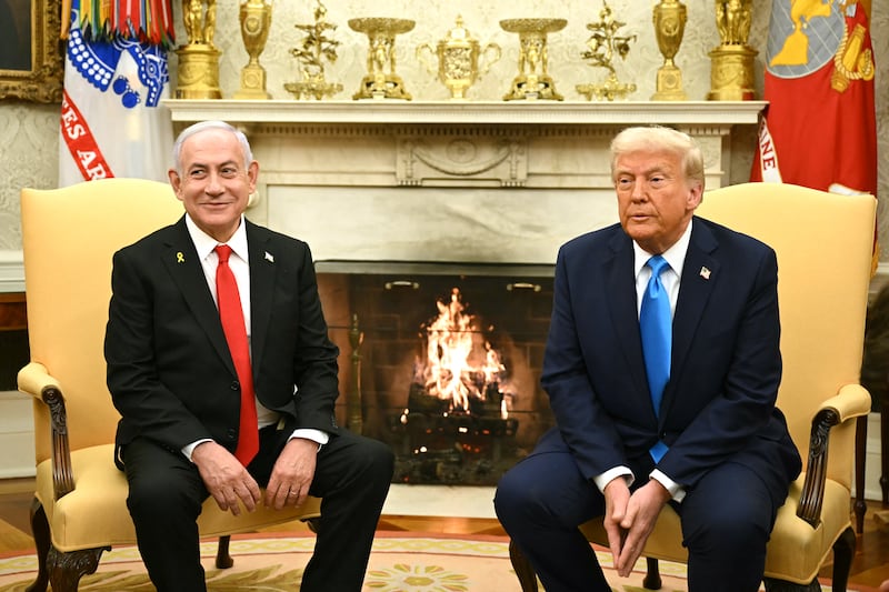 Israeli Prime Minister Benjamin Netanyahu smirked throughout a press conference with President Donald Trump in the Oval Office.