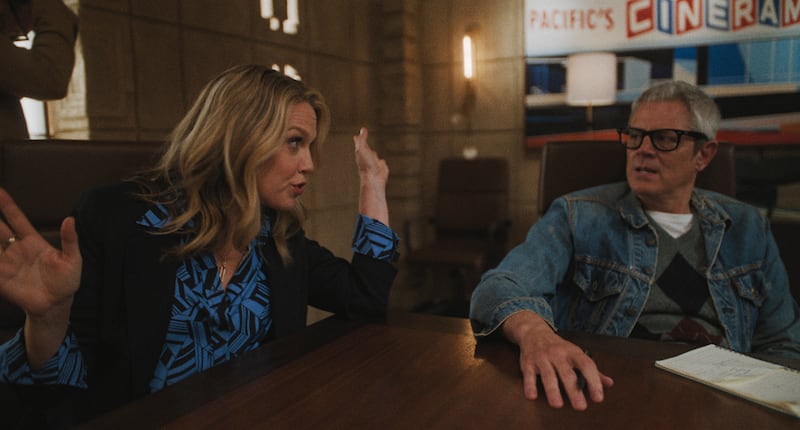 Jessica St. Clair and Johnny Knoxville in "The Studio."