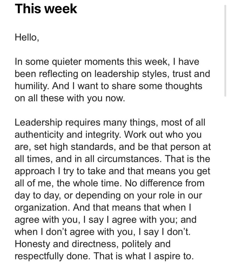 A copy of the memo sent to Washington Post staff.