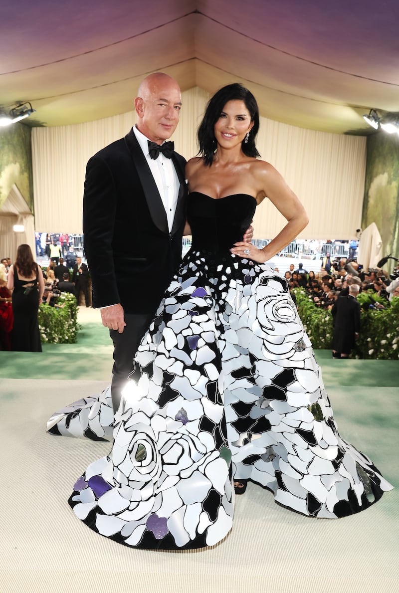 Jeff Bezos and Lauren Sanchez attend the Met Gala Celebrating "Sleeping Beauties: Reawakening Fashion" at The Metropolitan Museum of Art on May 06, 2024.