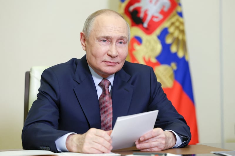Russian President Vladimir Putin on April 24 as President Trump called for him to stop bombing Ukraine after deadly missile attack overnight.