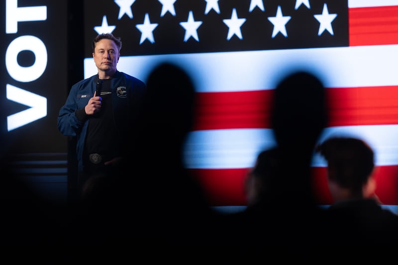 Elon Musk speaks during a town hall at the KI Convention Center on March 30, 2025 in Green Bay, Wisconsin.