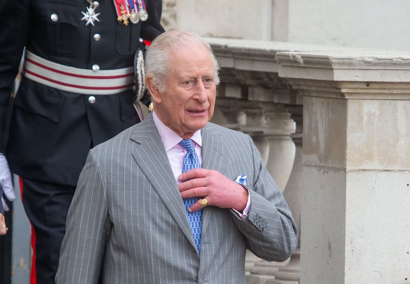 King Charles III leaves Somerset House in London, United Kingdom on March 26, 2025
