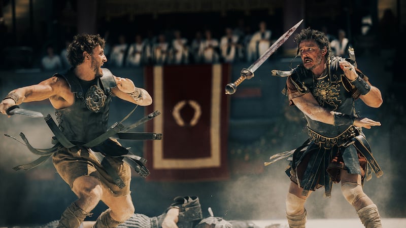 Paul Mescal and Pedro Pascal in Gladiator II.