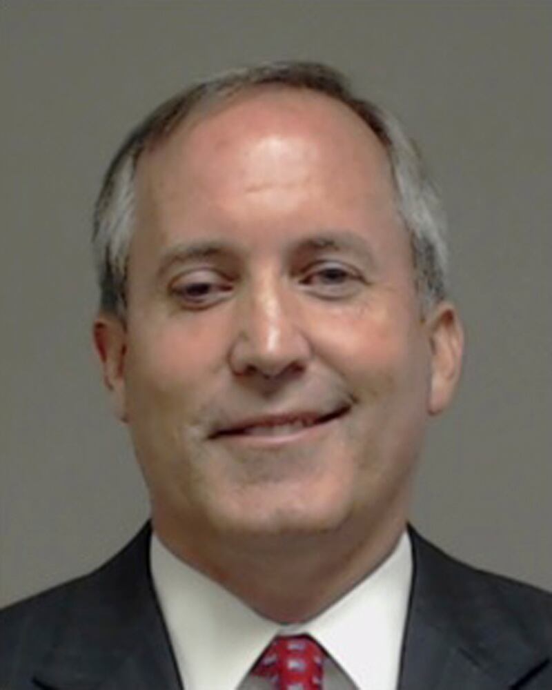 Ken Paxton’s booking photo from his arrest on felony securities fraud