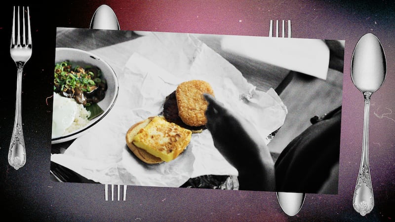 An illustration that includes photos of food from the show The Bear and the Sundae episode.