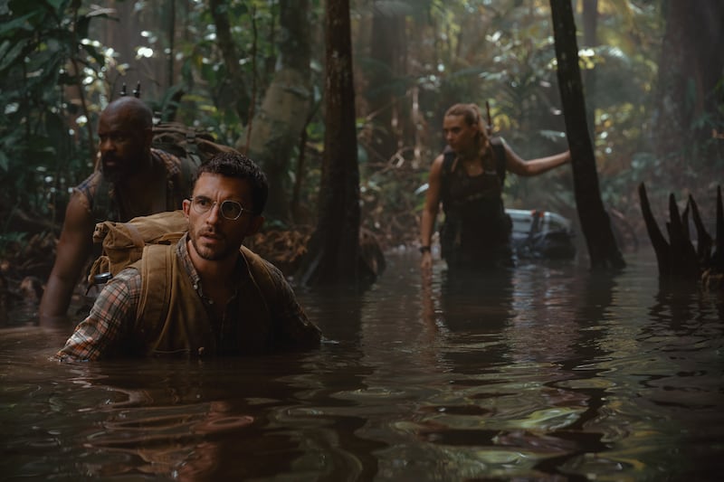 Bechir Sylvain, Jonathan Bailey, and Scarlett Johansson
