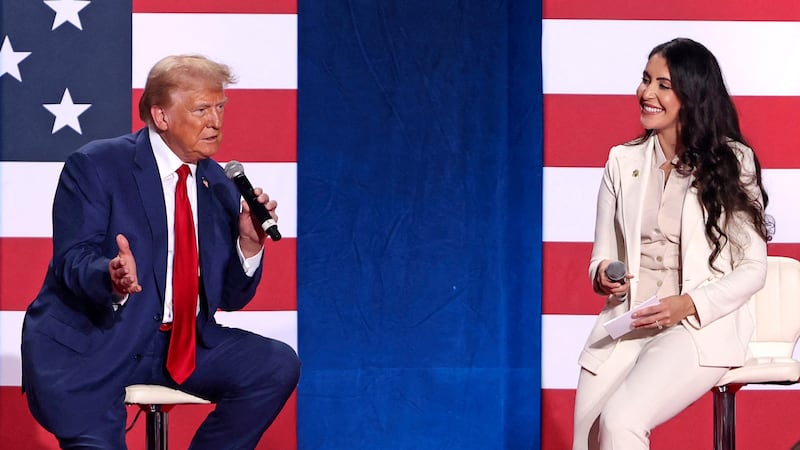 Donald Trump with Anna Luna during a town hall event in October 2024.
