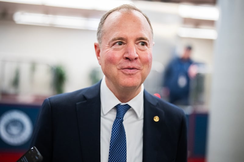 Sen. Adam Schiff, D-Calif., is seen in the U.S. Capitol on Tuesday, March 25, 2025