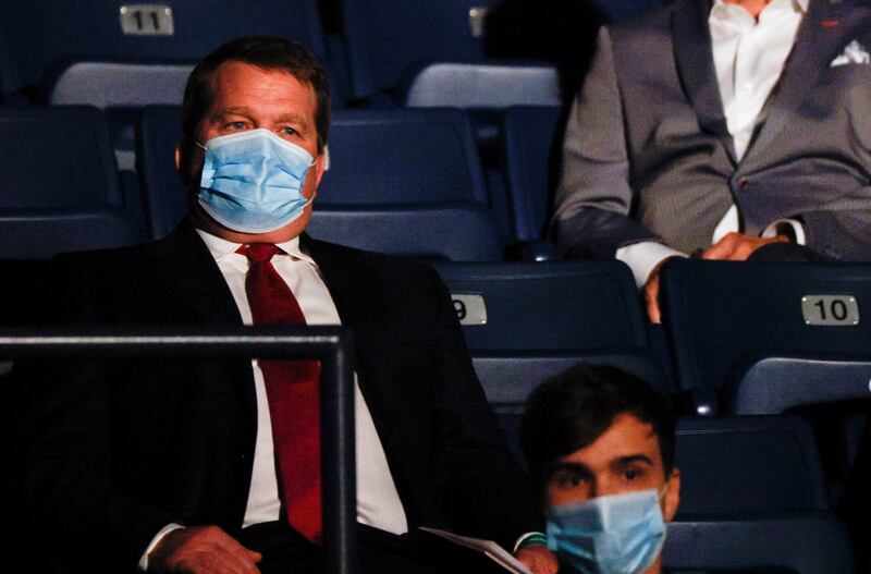 Tony Bobulinski, a former business associate of Democratic presidential nominee Joe Biden's son Hunter Biden, looks on before the second 2020 presidential campaign debate