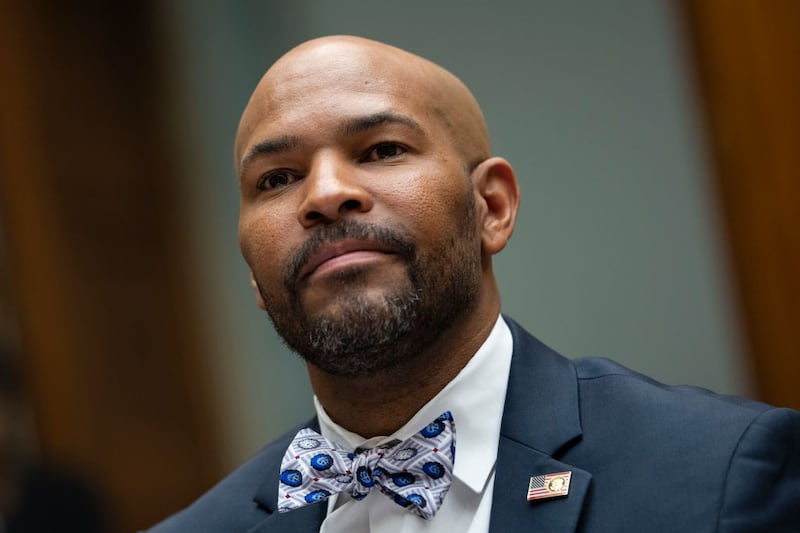 WASHINGTON, DC - JULY 1: Former U.S. Surgeon General Dr. Jerome Adams testifies during a Select Subcommittee on the Coronavirus Crisis hearing about how to counter vaccine hesitancy, on Capitol Hill July 1, 2021 in Washington, DC. According to the committee, a recent survey shows that up to 20 percent of Americans continue to say they will refuse the vaccine or are unsure about the vaccine. (Photo by Drew Angerer/Getty Images)
