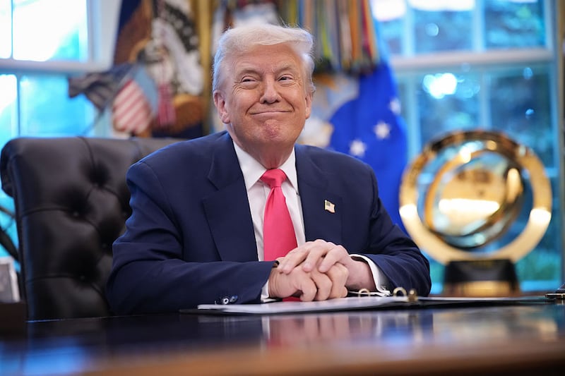 WASHINGTON, DC - AUGUST 14: U.S. President Donald Trump speaks in the Oval Office on August 14, 2025 in Washington, DC. Trump is expected to issue a proclamation on the 90th anniversary of Social Security and highlight his administration's efforts on the program. (Photo by Andrew Harnik/Getty Images)