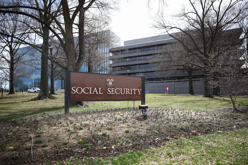 A sign in front of the entrance of the Security Administration's main campus on March 19, 2025 in Woodlawn, Maryland.
