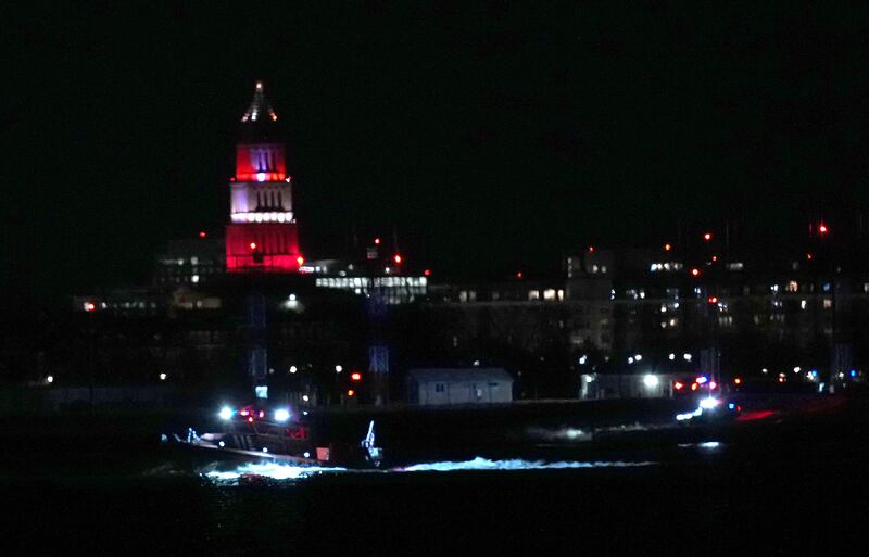 Emergency response units conduct search and rescue operations in the Potomac River near Ronald Reagan Washington Airport on January 30, 2025 in Washington, DC.