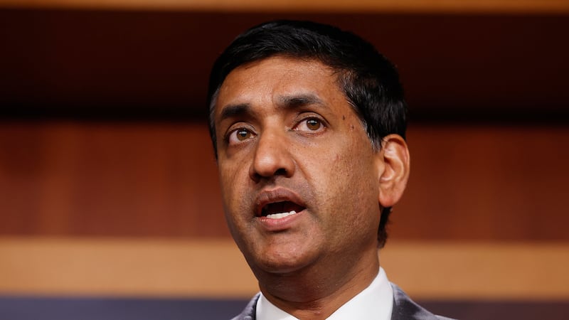 Rep. Ro Khanna (D-CA) speaks during a news conference to discuss legislation that would temporarily halt U.S. arms sales to Saudi Arabia at the U.S. Capitol on October 12, 2022 in Washington, DC.