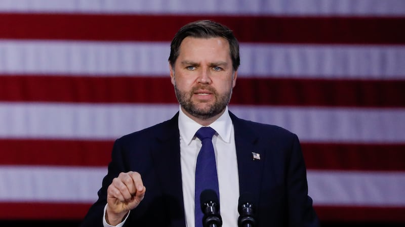 Vice President JD Vance delivers a speech.
