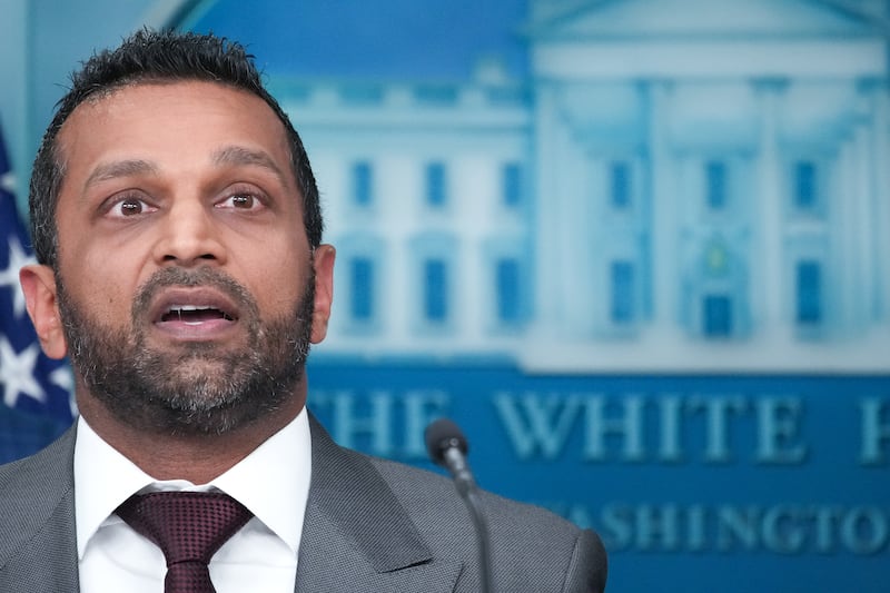 FBI Director Kash Patel delivers remarks during a press conference Briefing Room of the White House August 11, 2025 in Washington, DC. President Donald Trump announced he will use his authority to place the DC Metropolitan Police Department under federal control