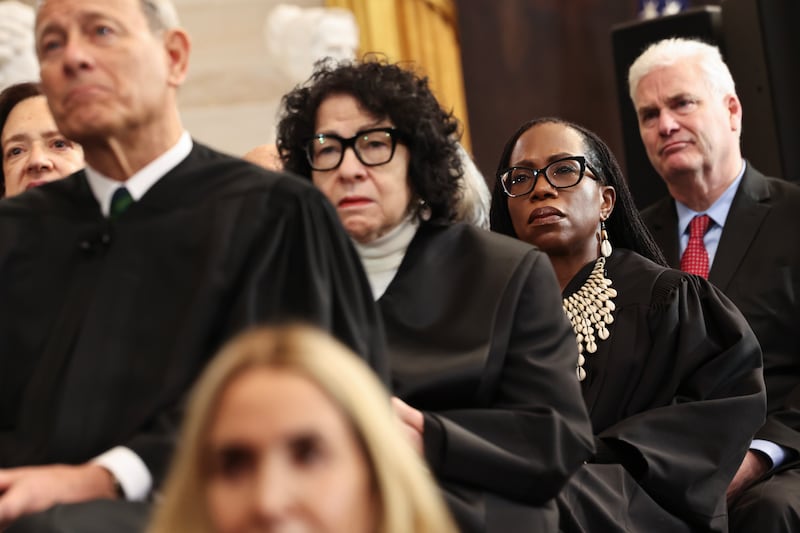 Supreme Court Justices Sonia Sotomayor and Ketanji Brown Jackson, pictured on January 20, delivered blistering dissents on Friday.