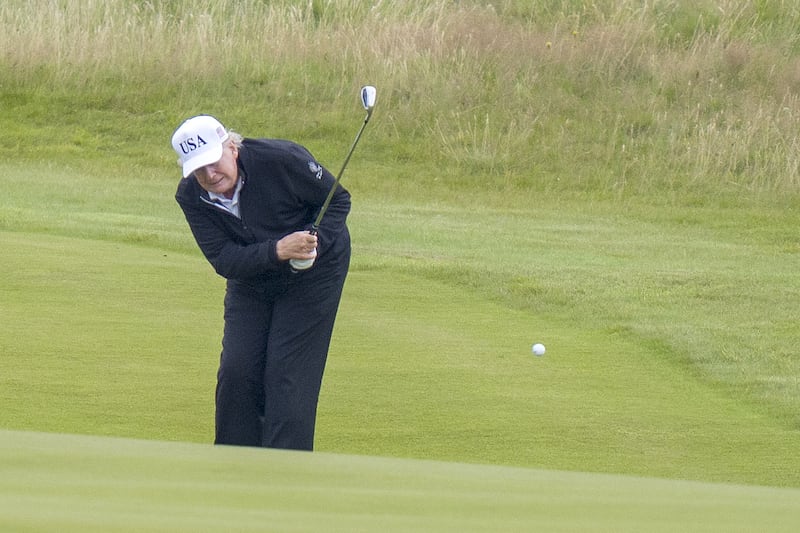 Trump has blended his presidential duties with private business on his trip.