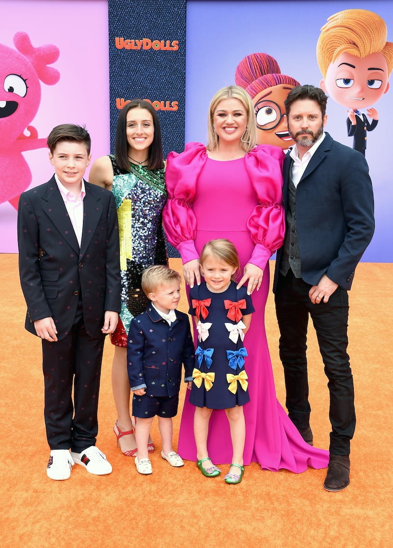 Clarkson and Blackstock with their children River and Remington, and Blackstock's children from his previous marriage Seth and Savannah, attend the premiere of ‘UglyDolls’ in 2019.