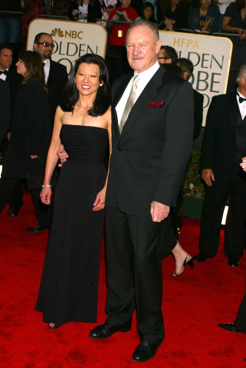 Gene Hackman & wife Betsy Arakawa during The 60th Annual Golden Globe Awards - Arrivals at The Beverly Hilton Hotel in Beverly Hills, California, United States. (Photo by Jeffrey Mayer/WireImage)