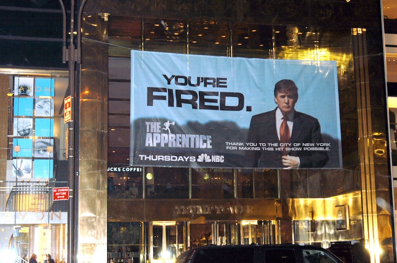 Donald Trump Sign during Donald Trump's "The Apprentice" Sign Thanking New York City at Trump Tower in New York City, New York, United States.
