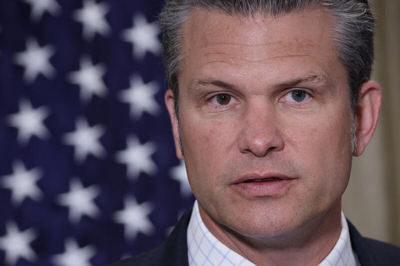 Secretary of Defense Pete Hegseth (L) speaks with defense ministers from the Baltic states at the Pentagon July 25, 2025 in Arlington, Virginia. Hegseth emphasized the strength of relationships and military cooperation with the Baltic states during his remarks.