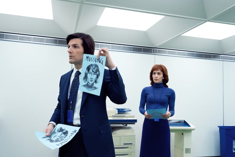 Adam Scott and Britt Lower in 'Severance'.