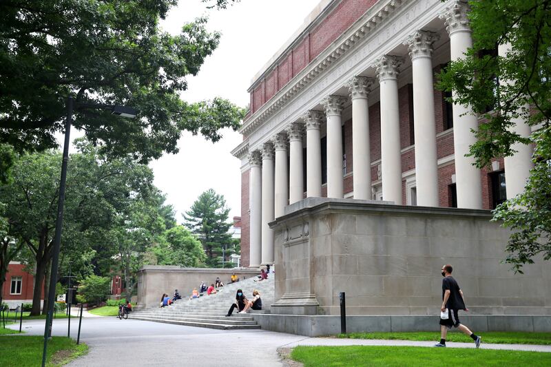 CAMBRIDGE, MASSACHUSETTS - JULY 08: A view of Harvard Yard on the campus of Harvard University on July 08, 2020 in Cambridge, Massachusetts.