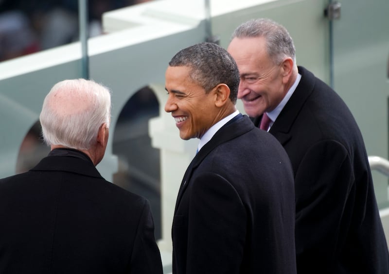 Joe Biden, Barack Obama, and Sen. Chuck Schumer.
