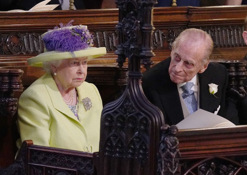 WINDSOR, UNITED KINGDOM - MAY 19: Queen Elizabeth II looks on during the wedding of Prince Harry to Meghan Markle on May 19, 2018 in Windsor, England. (Photo by Jonathan Brady - WPA Pool/Getty Images)