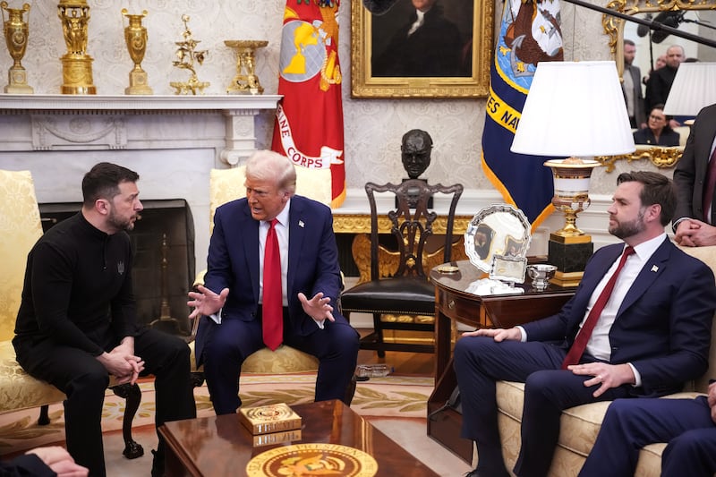 Volodymyr Zelensky, Donald Trump, and JD Vance.