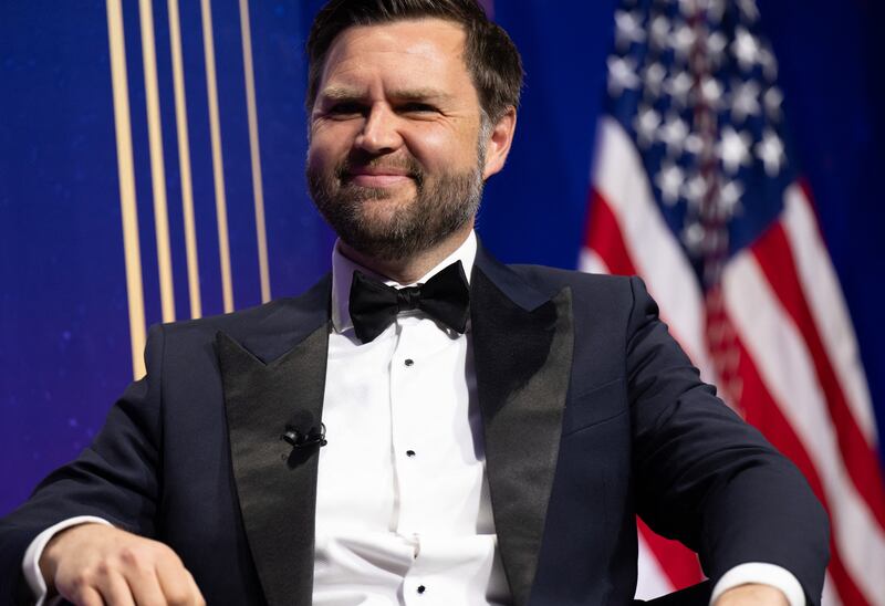 Vice President JD Vance speaks during the American Compass Fifth Anniversary Gala at the National Building Museum in Washington, DC on June 3, 2025.