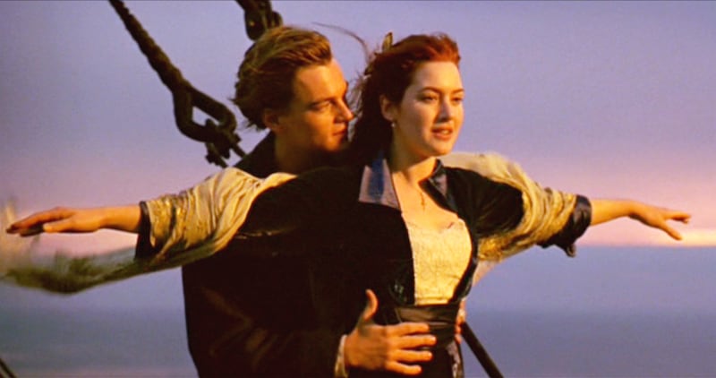 Leonardo DiCaprio as Jack and Kate Winslet as Rose in 'Titanic'