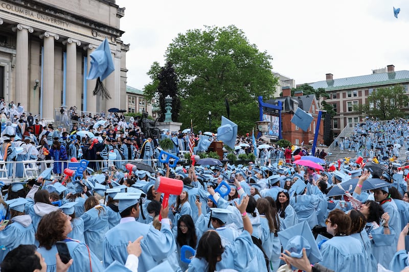 Columbia students at graduation ceremony.