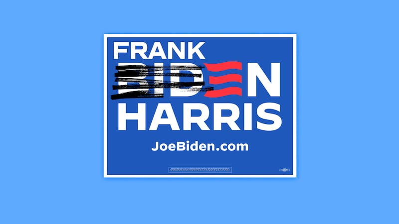 A photo illustration of a Biden Harris yard sign for Al Franken.