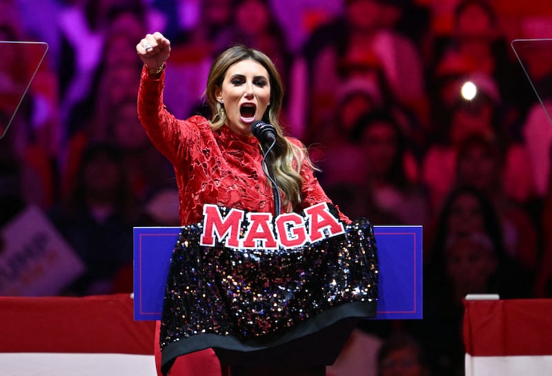 Lawyer Alina Habba speaks during a campaign rally for former US president and Republican presidential candidate Donald Trump at Madison Square Garden in New York on October 27, 2024.