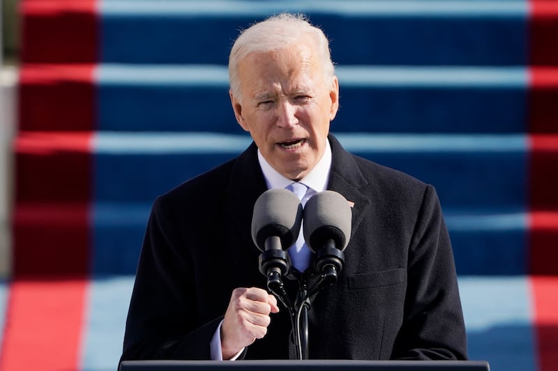 WASHINGTON, DC - JANUARY 20: President Joe Biden speaks during the the 59th inaugural ceremony on the West Front of the U.S. Capitol on January 20, 2021 in Washington, DC. During today's inauguration ceremony Joe Biden becomes the 46th president of the United States. (Photo by Patrick Semansky-Pool/Getty Images)