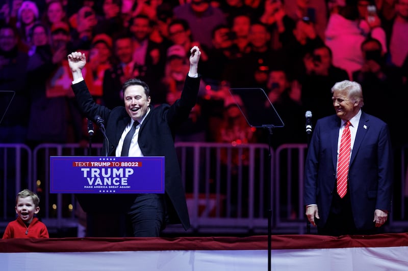 Elon Musk at a Trump rally.